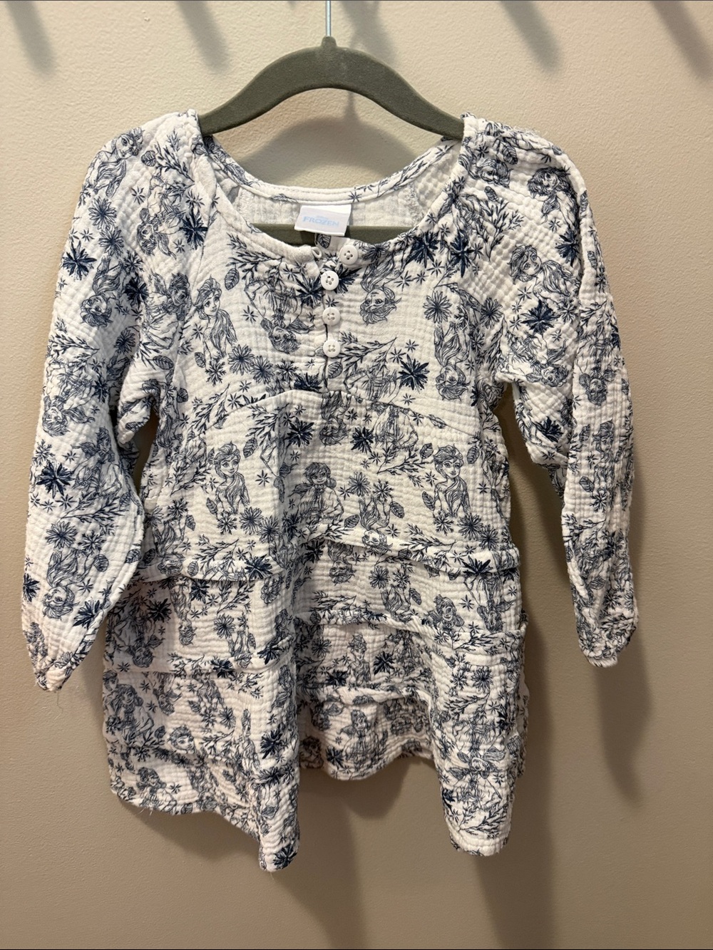 Disney White and Navy Frozen Long-Sleeve Tunic Dress